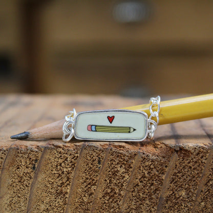 Reversible Write and Pencil Sterling Silver and Enamel Bracelet