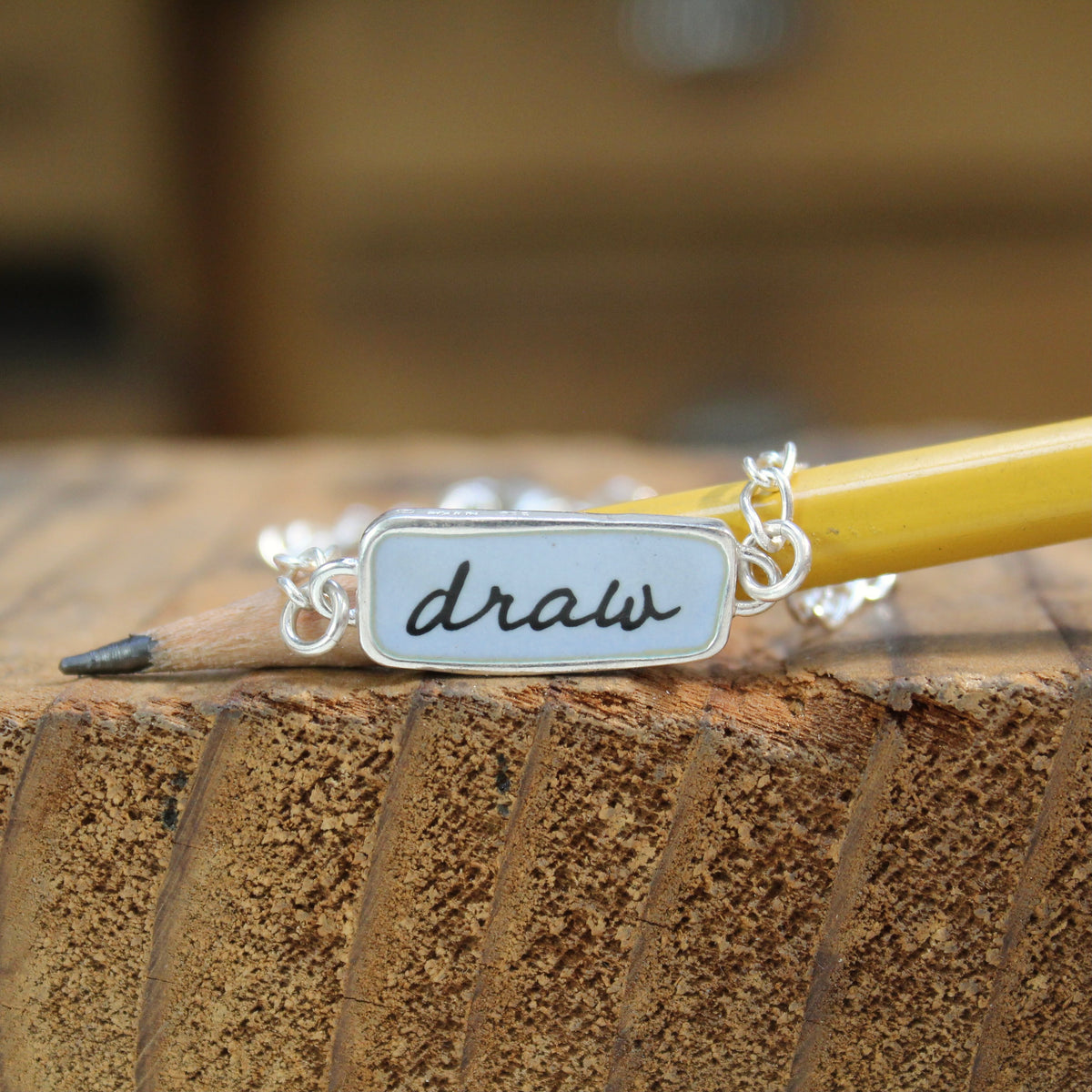Reversible Draw and Pencil Sterling Silver and Enamel Bracelet