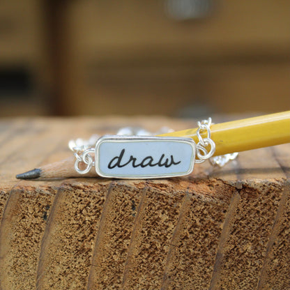 Reversible Draw and Pencil Sterling Silver and Enamel Bracelet