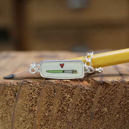 Reversible Paint and Paintbrush Sterling Silver and Enamel Bracelet