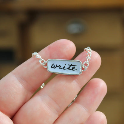 Reversible Write and Pencil Sterling Silver and Enamel Bracelet