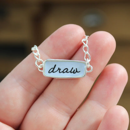 Reversible Draw and Pencil Sterling Silver and Enamel Bracelet