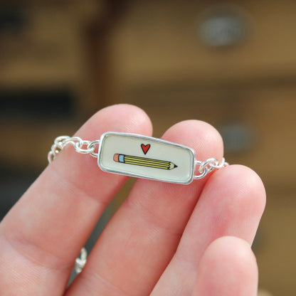 Reversible Write and Pencil Sterling Silver and Enamel Bracelet