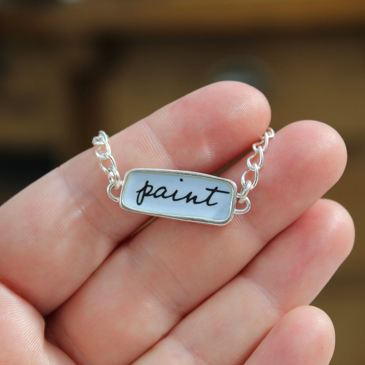 Reversible Paint and Paintbrush Sterling Silver and Enamel Bracelet