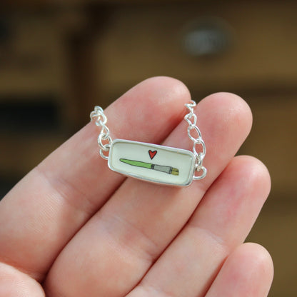 Reversible Paint and Paintbrush Sterling Silver and Enamel Bracelet