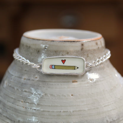 Reversible Write and Pencil Sterling Silver and Enamel Bracelet