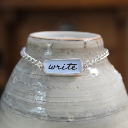 Reversible Write and Pencil Sterling Silver and Enamel Bracelet