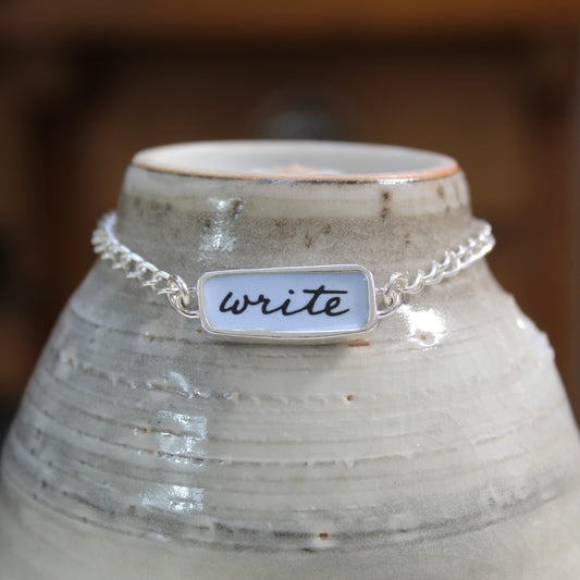 Reversible Write and Pencil Sterling Silver and Enamel Bracelet