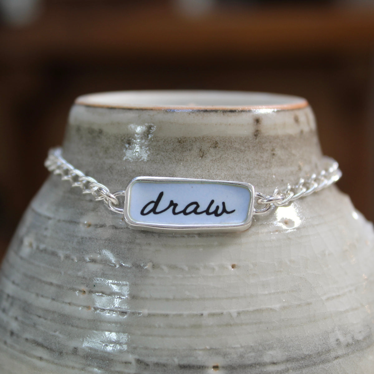 Reversible Draw and Pencil Sterling Silver and Enamel Bracelet