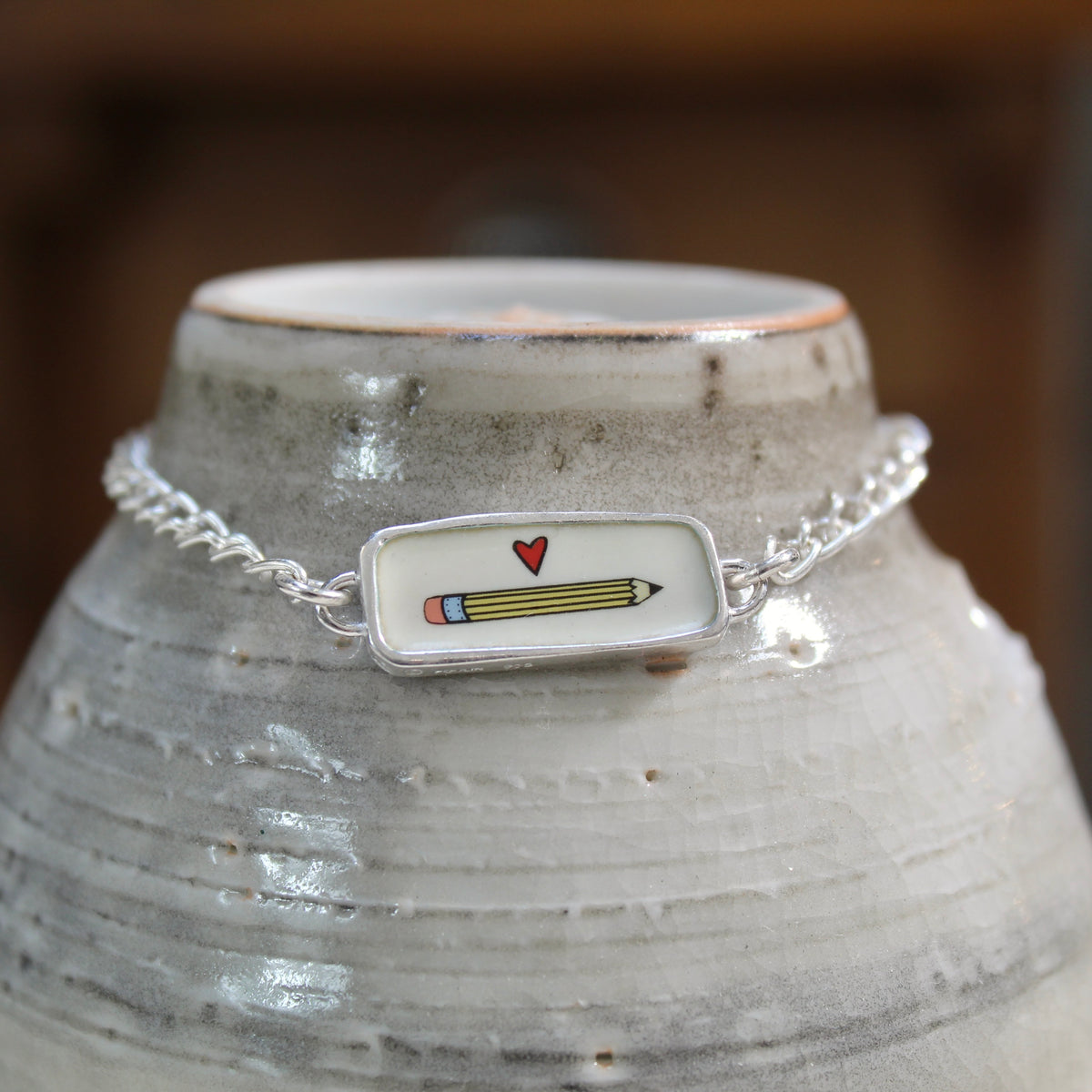 Reversible Draw and Pencil Sterling Silver and Enamel Bracelet