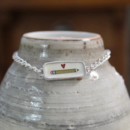 Reversible Draw and Pencil Sterling Silver and Enamel Bracelet