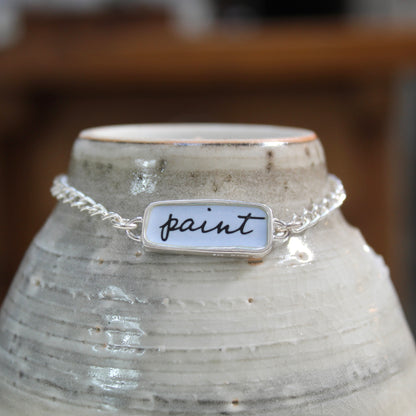 Reversible Paint and Paintbrush Sterling Silver and Enamel Bracelet