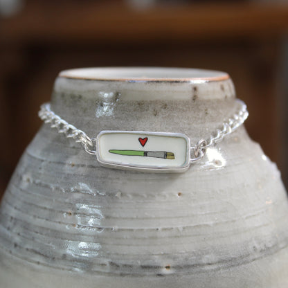 Reversible Paint and Paintbrush Sterling Silver and Enamel Bracelet