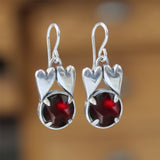 Sterling Silver Connected Hearts Love Gift with Prong Set Garnet for Anniversary Valentines Birthday