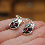 Sterling Silver Connected Hearts Love Gift with Prong Set Garnet for Anniversary Valentines Birthday