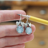 Sterling Silver Connected Hearts Earrings Love Gift with Prong Set Moonstone for Anniversary Valentines Birthday