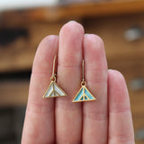 Gold Dipped Mountain Earrings in Reversible Black or Spruce on Gold Filled Lever Backs