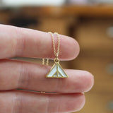 Gold Plated Mountain Pendant - Reversible Black and Spruce - On Gold Filled Chain - Layering Necklace