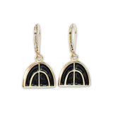 Gold Dipped Monstera Earrings in Reversible Black or Spruce on Gold Filled Lever Backs