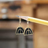 Gold Dipped Monstera Earrings in Reversible Black or Spruce on Gold Filled Lever Backs