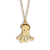 Gold Octopus Necklace - Gold Plated Sterling Silver Quadrapus Pendant - On 16 18 or 20 inch Gold Filled Chain