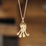 Gold Octopus Necklace - Gold Plated Sterling Silver Quadrapus Pendant - On 16 18 or 20 inch Gold Filled Chain