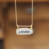 Gold Write Create Necklace - 18k Plated Sterling Silver and Enamel Pendant on Adjustable Chain - Gift for Authors Writers Poets
