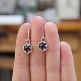 Rose Cut Garnet Earrings - Prong Set Sterling Silver Red Gemstone Dangle Earrings - Lever Backs