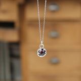 Tiny Garnet Necklace - Prong Set Sterling Red Gemstone Pendant on Adjustable Sterling chain