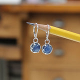 Kyanite Earrings - Prong Set Sterling Silver Blue Gemstone Dangle Earrings - Lever Backs