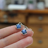 Kyanite Earrings - Prong Set Sterling Silver Blue Gemstone Dangle Earrings - Lever Backs