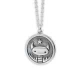 Sterling Silver Good Cat Bad Cat Reversible Pendant on Adjustable Sterling Silver Chain or Stainless Steel Curb Chain