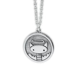 Sterling Silver Good Cat Bad Cat Reversible Pendant on Adjustable Sterling Silver Chain or Stainless Steel Curb Chain