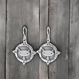 Sterling Silver Compass Cat Earring - Cat Jewelry Gift - Reversible Charm for Lost Cats - Found Cats - Rescue Cats