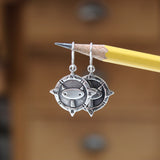 Sterling Silver Compass Cat Earring - Cat Jewelry Gift - Reversible Charm for Lost Cats - Found Cats - Rescue Cats