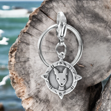 Sterling Silver Compass Dog Keychain - Good Luck For Lost Dogs - Gift to Celebrate Found Dog