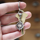 Sterling Silver Compass Cat Keychain - Good Luck For Lost Cat - Celebrate Found Cat