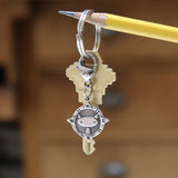 Sterling Silver Compass Cat Keychain - Good Luck For Lost Cat - Celebrate Found Cat