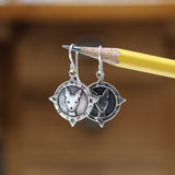 Sterling Silver Compass Dog Earring - Dog Jewelry Gift - Reversible Charm for Lost Dogs - Found Dog - Rescue Dog