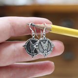 Sterling Silver Compass Dog Earring - Dog Jewelry Gift - Reversible Charm for Lost Dogs - Found Dog - Rescue Dog