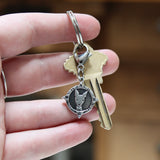 Sterling Silver Compass Dog Keychain - Good Luck For Lost Dogs - Gift to Celebrate Found Dog