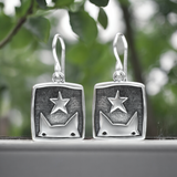 Sterling Silver Cat Earrings - Star Gazing Kitty Dangles for Nocturnal Kitty Lovers