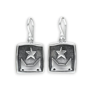 Sterling Silver Cat Earrings - Star Gazing Kitty Dangles for Nocturnal Kitty Lovers