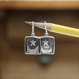 Sterling Silver Cat Earrings - Star Gazing Kitty Dangles for Nocturnal Kitty Lovers