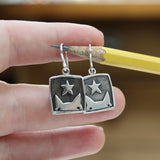 Sterling Silver Cat Earrings - Star Gazing Kitty Dangles for Nocturnal Kitty Lovers