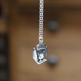 Sterling Silver Gift Cat Charm Necklace on Adjustable Chain - Cat In A Box Jewelry Pendant