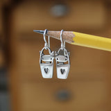 Mark Poulin Cat in a Bag Dangles, Sterling Silver Tote Cat Earrings, Cat Basket Charm Jewelry