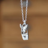 Mark Poulin Tote Dog Charm - Small Detailed and Adorable Solid Sterling Silver Dog in a Bag Necklace or Pendant