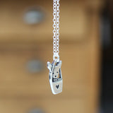 Mark Poulin Tote Dog Charm - Small Detailed and Adorable Solid Sterling Silver Dog in a Bag Necklace or Pendant