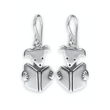 Reading Dog Dangle Earrings - Smart Funny Adorable Dog Earring made with Solid Sterling Silver